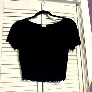Black cropped short sleeve, super soft and stretchable